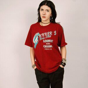 80s Gunner's Casino T-Shirt (L) large maroon red vintage Sturgis harley davidson